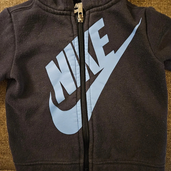 Nike Kids Sweat Jacket Hoodie 12M Navy with light blue swoosh - Picture 4 of 4